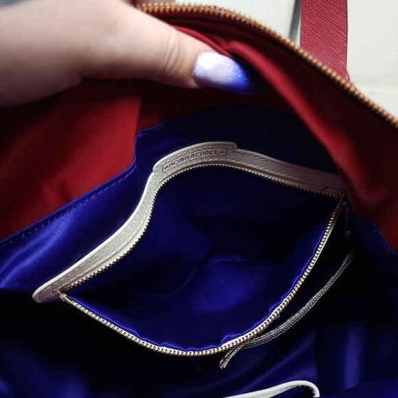 Henri Bendel Womens Backpack Purse Jetsetter Maroon Red Nylon Convertible Travel - Picture 13 of 14